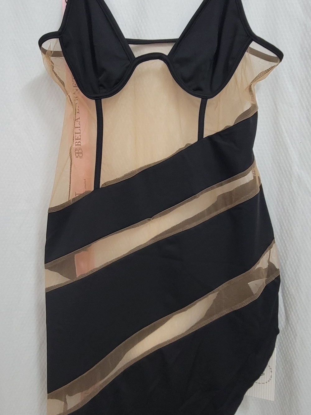 Bella Barnet Black and Nude Mini Dress